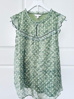 Women’s LC Lauren Conrad Flutter Sleeve Ruffle Blouse Size XXL Regular